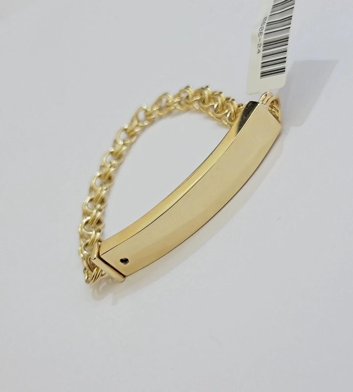 Real 10k Yellow Gold Bracelet Chino ID Name Plate 6.25" SOLID LINK KIDS / Women - Image 6