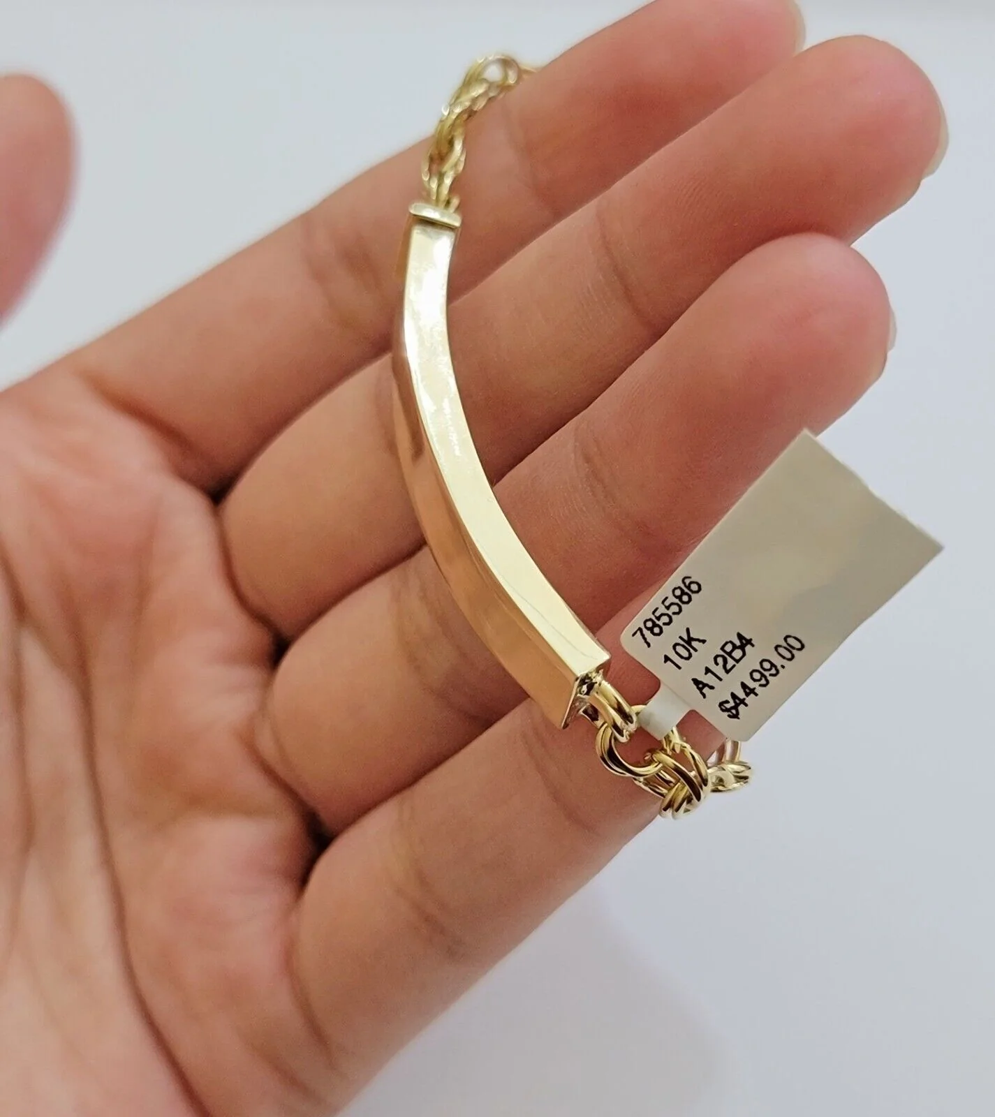 Real 10k Yellow Gold Bracelet Chino ID Name Plate 6.25" SOLID LINK KIDS / Women - Image 8