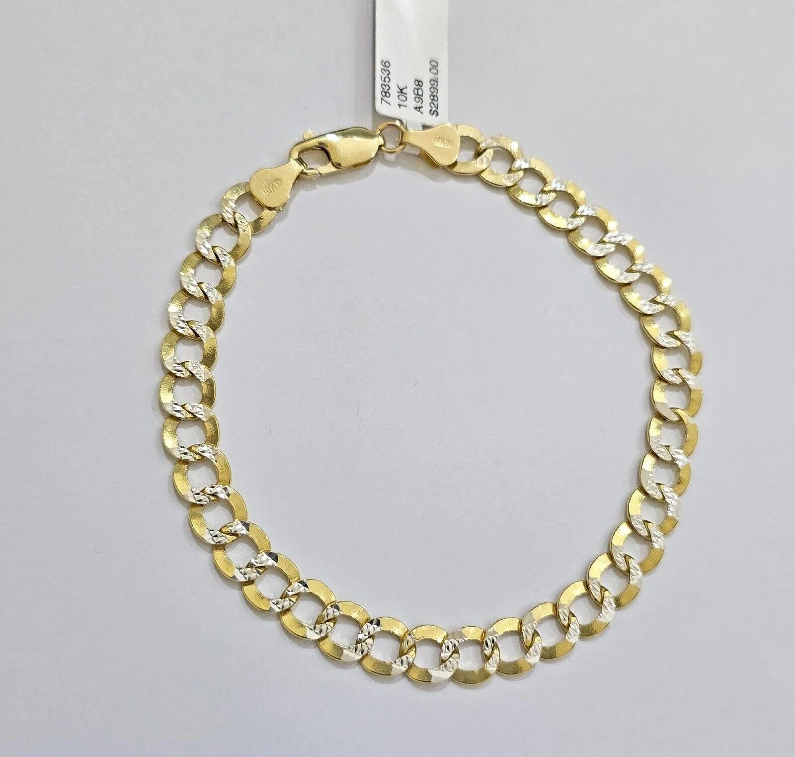 Real 10k Yellow Gold Bracelet Cuban Curb link 8mm 8.5" Two-tone Cuts SOLID 10k - Image 2