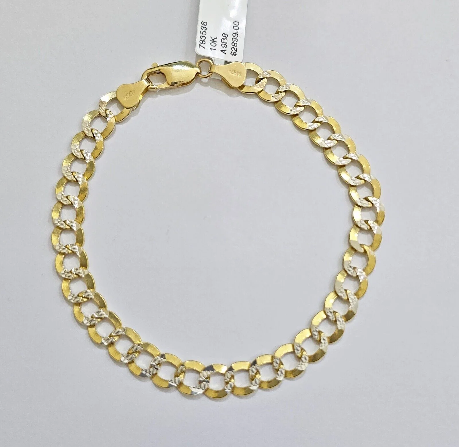 Real 10k Yellow Gold Bracelet Cuban Curb link 8mm 8.5" Two-tone Cuts SOLID 10k - Image 8