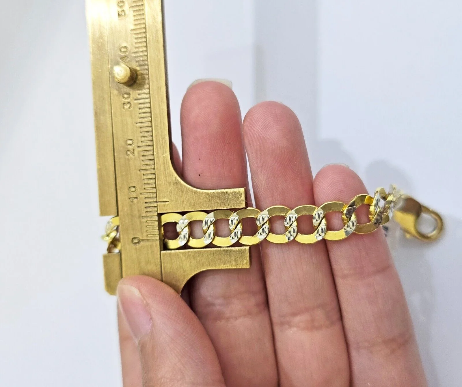 Real 10k Yellow Gold Bracelet Cuban Curb link 8mm 8 Inch Two-tone Cut SOLID mens - Image 6