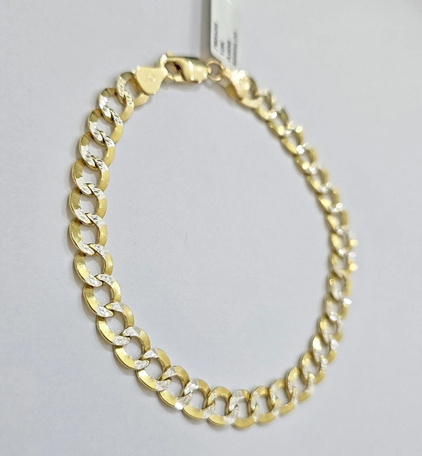 Real 10k Yellow Gold Bracelet Cuban Curb link 8mm 8 Inch Two-tone Cut SOLID mens - Image 8
