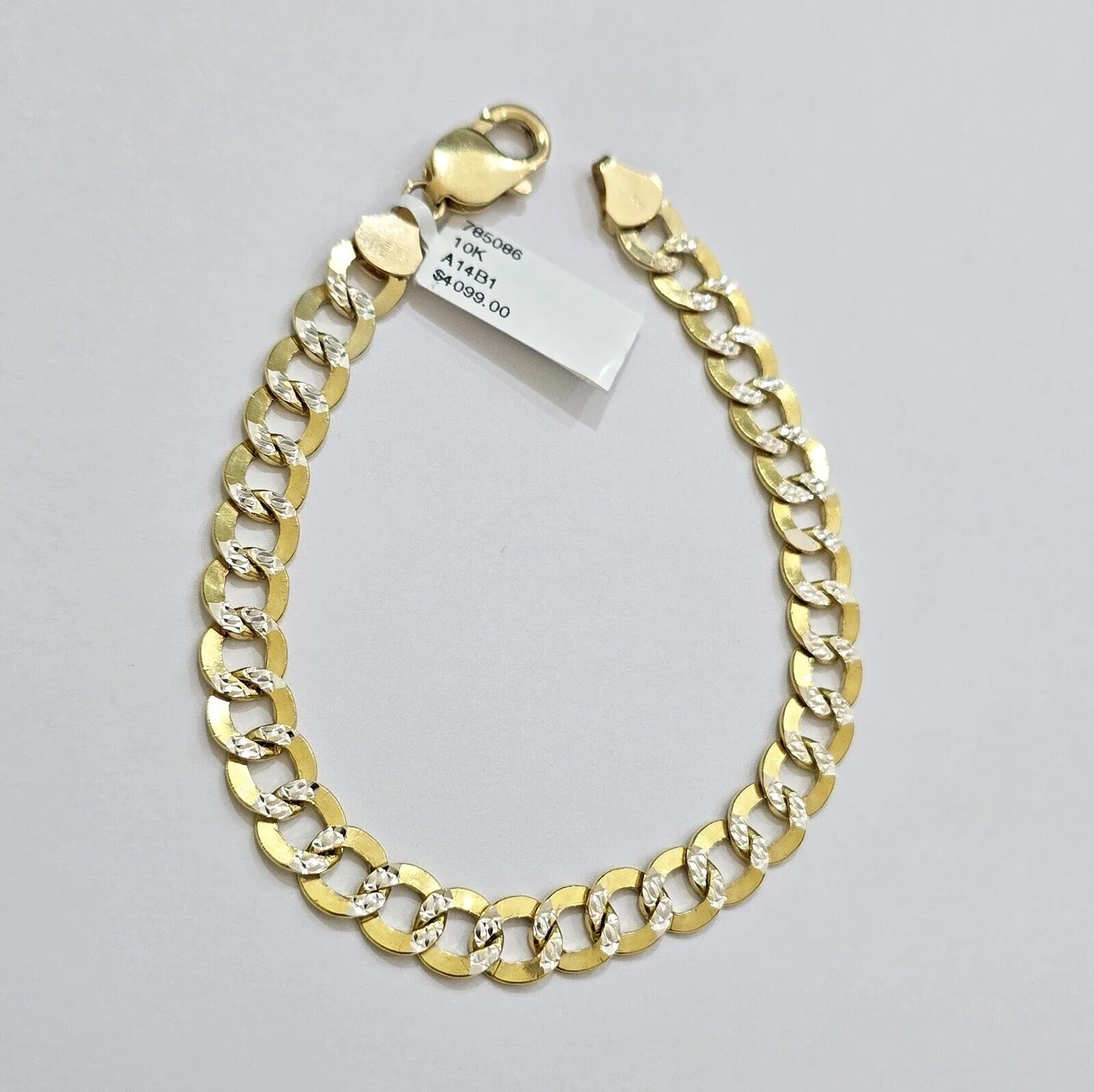 Real 10k Yellow Gold Bracelet Cuban Curb link 8mm 8 Inch Two-tone Cut SOLID mens - Image 9