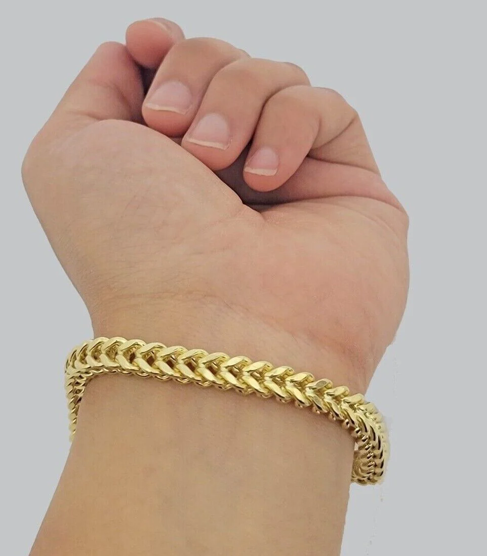 Real 10k Yellow Gold Bracelet Franco 8 Inch 4mm 5mm 6mm 10kt Mens BRAND NEW - Image 11