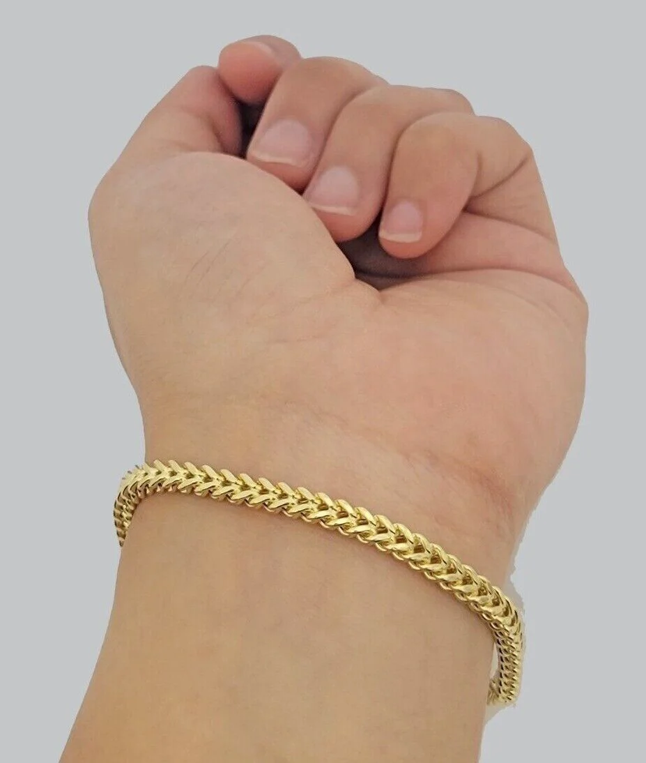 Real 10k Yellow Gold Bracelet Franco 8 Inch 4mm 5mm 6mm 10kt Mens BRAND NEW - Image 13