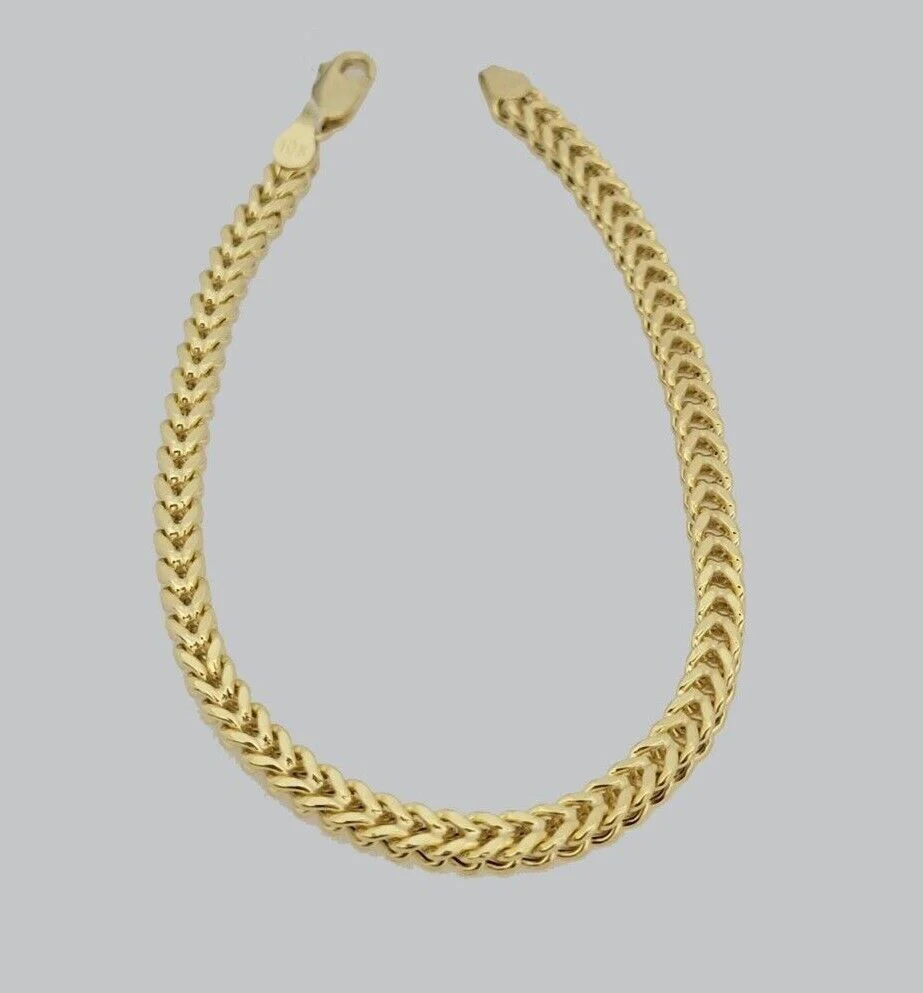Real 10k Yellow Gold Bracelet Franco 8 Inch 4mm 5mm 6mm 10kt Mens BRAND NEW - Image 2