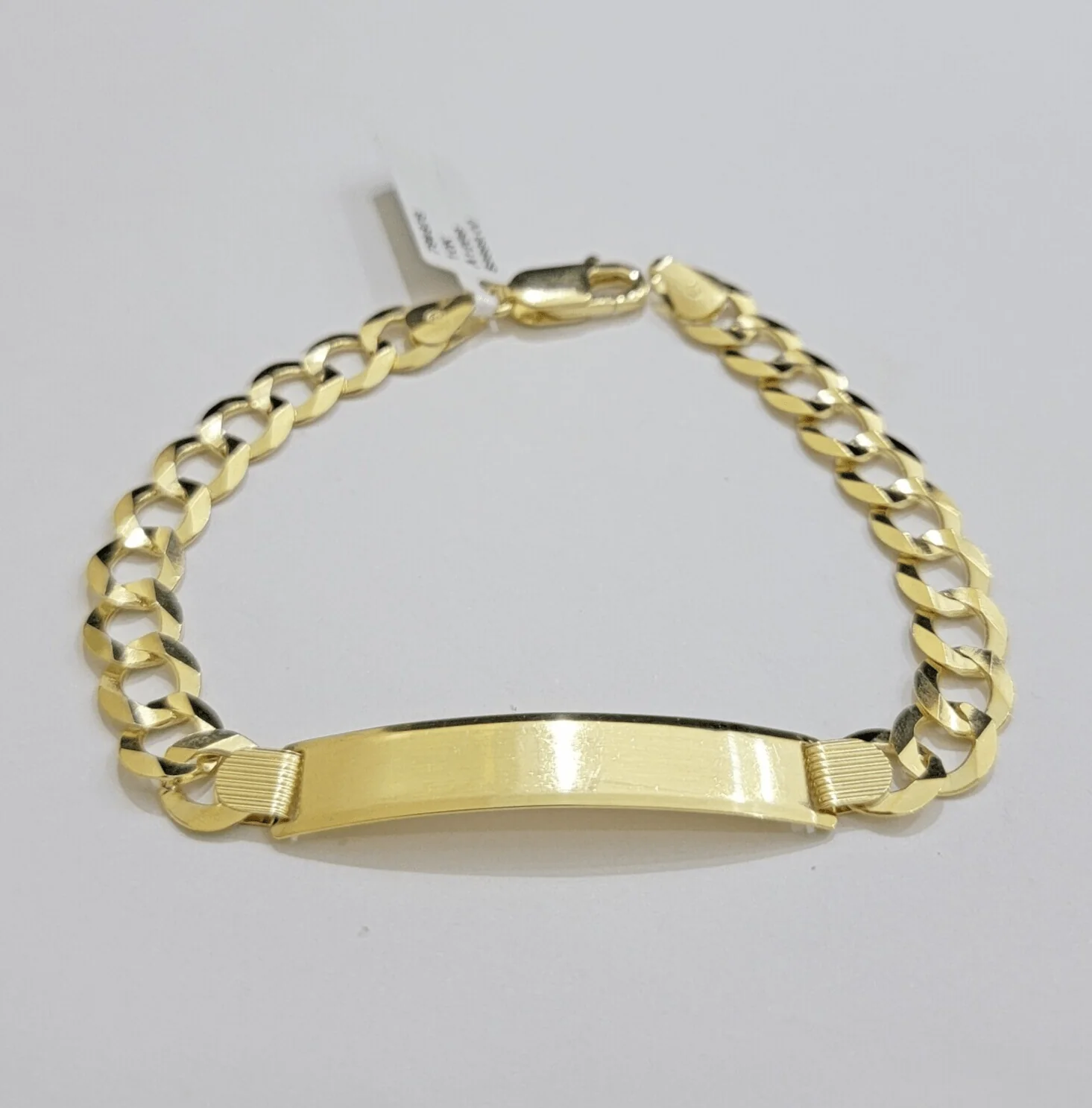 Real 10k Yellow Gold Bracelet ID Cuban Curb Link 9 mm 8.5 Inch Name Plate SOLID - Image 2