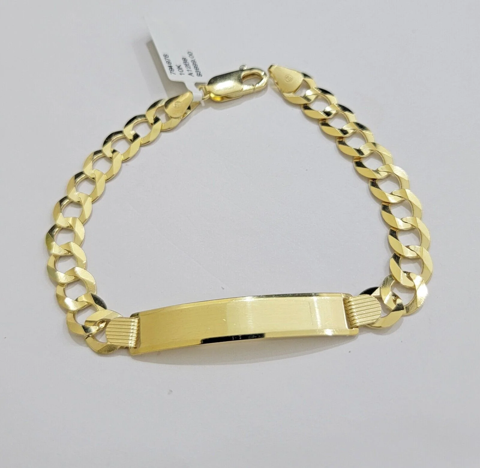 Real 10k Yellow Gold Bracelet ID Cuban Curb Link 9 mm 8.5 Inch Name Plate SOLID - Image 5
