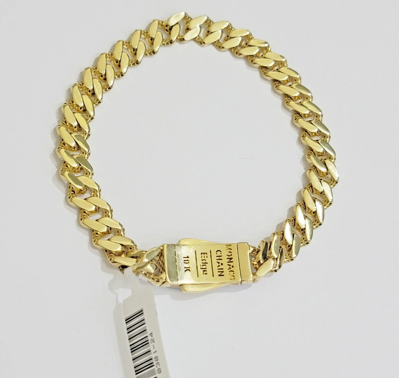 Real 10k Yellow Gold Bracelet Ladies 7.25 Inch 7mm Royal Monaco Cuban Link Women - Image 2
