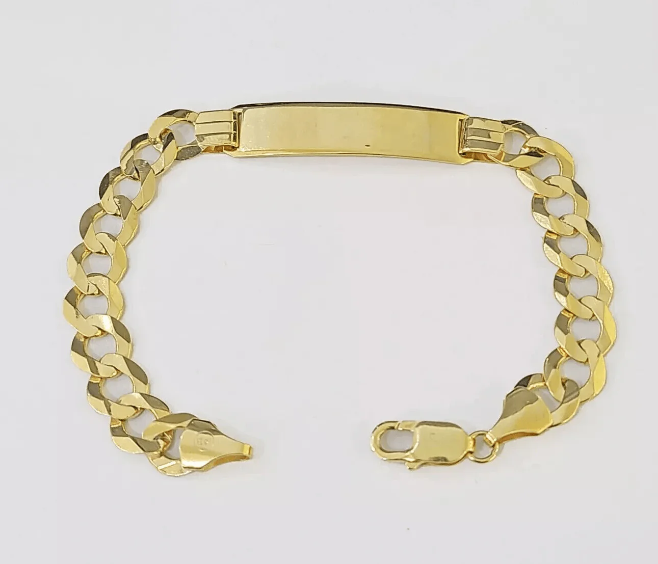 Real 10k Yellow Gold Bracelet Mens Cuban curb Link ID Name Plate Solid 13mm 9" - Image 5