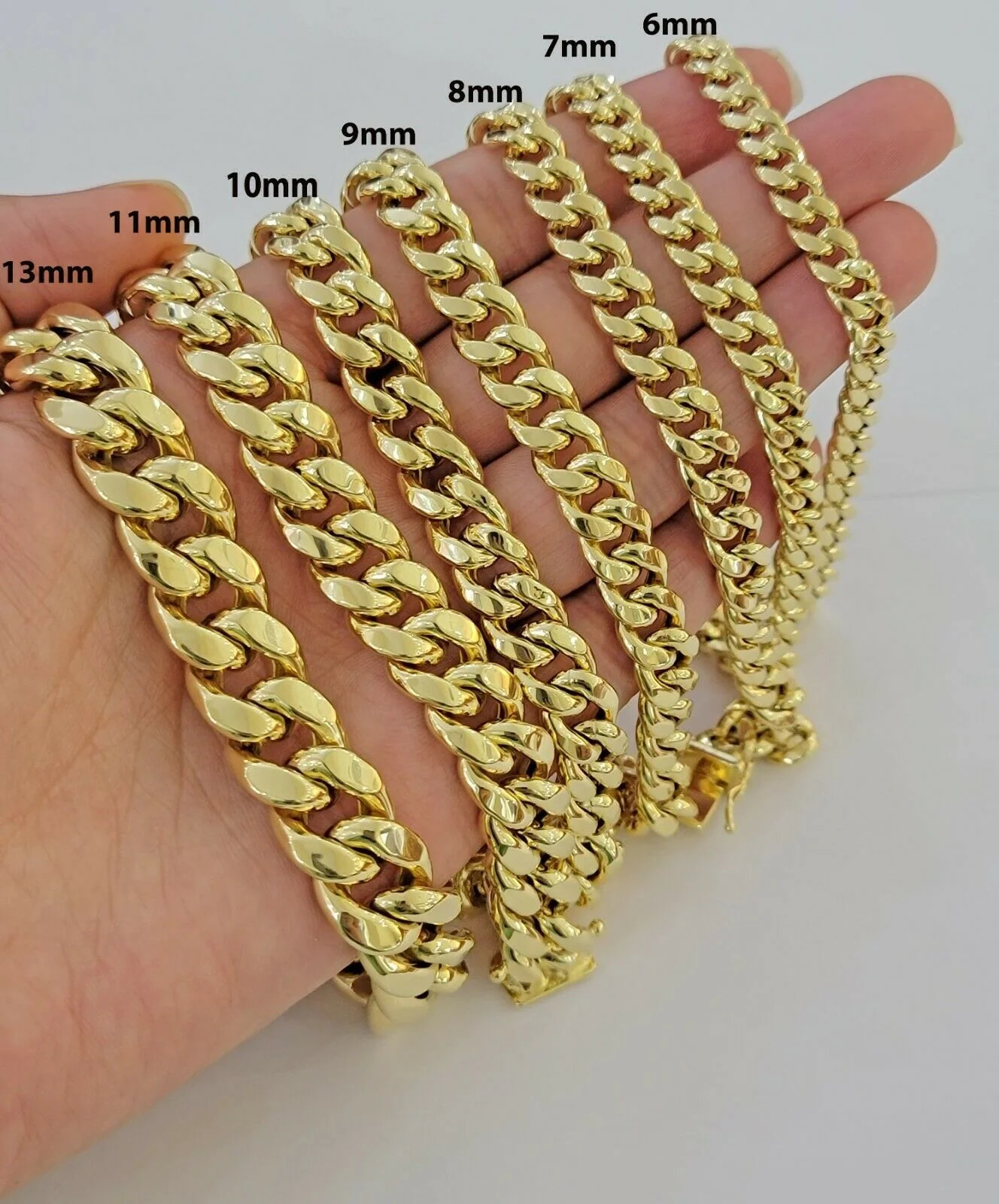 Real 10k Yellow Gold Bracelet Miami Cuban Link 6mm-13mm 8" Inch Mens 10kt ,Chain - Image 10