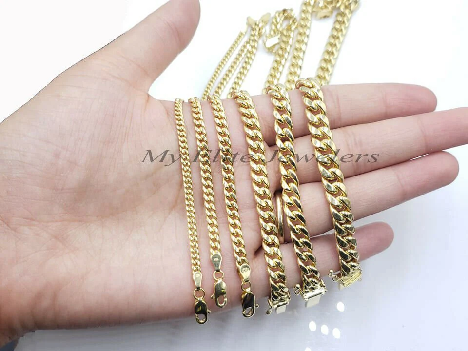 REAL 10k yellow Gold bracelet Miami Cuban Link 6MM-9Mm 7-9" Mens Box Clasp ,Rope - Image 10