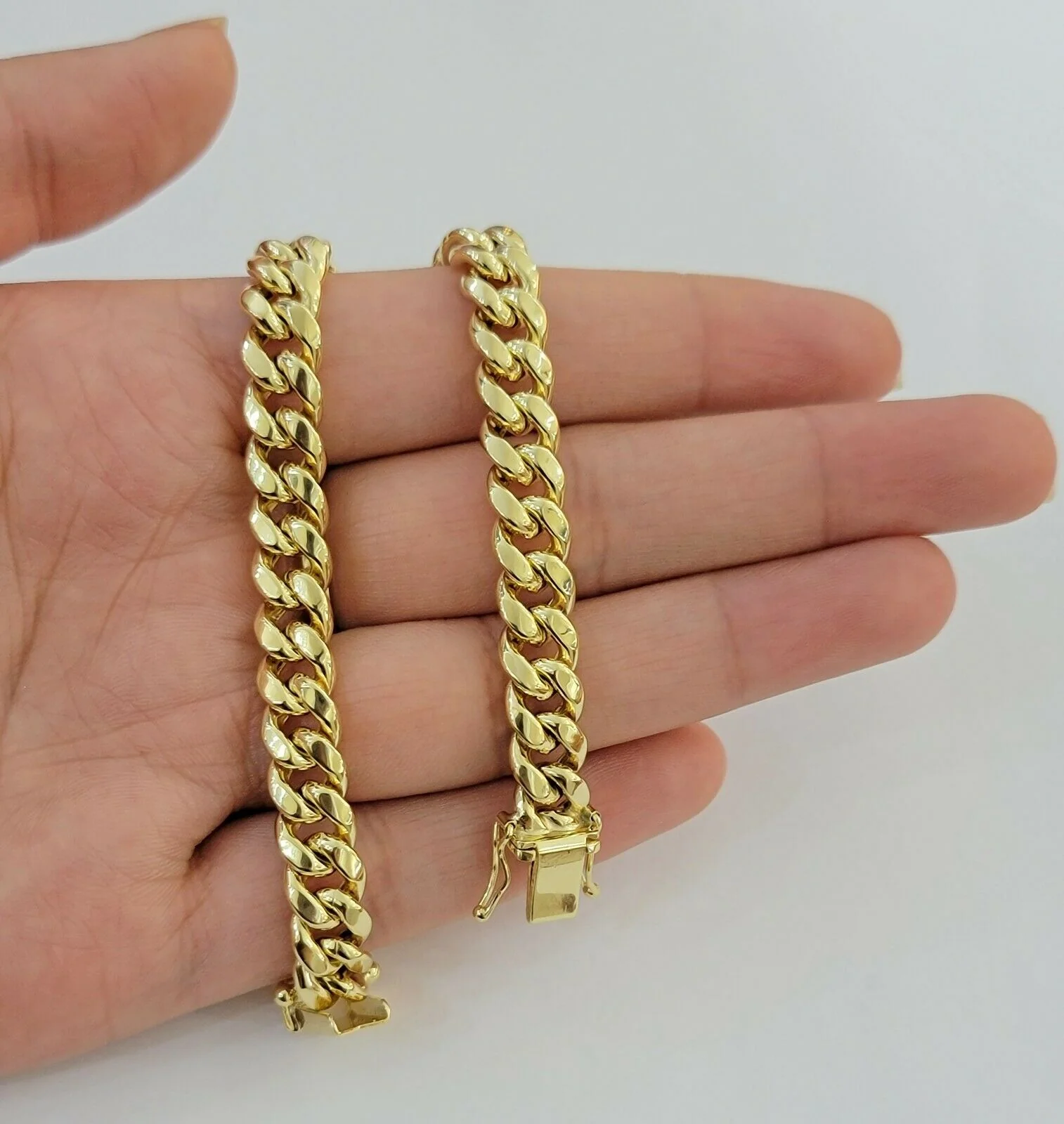 REAL 10k yellow Gold bracelet Miami Cuban Link 6MM-9Mm 7-9" Mens Box Clasp ,Rope - Image 2