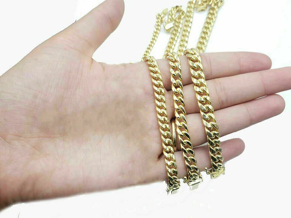 REAL 10k yellow Gold bracelet Miami Cuban Link 6MM-9Mm 7-9" Mens Box Clasp ,Rope - Image 6