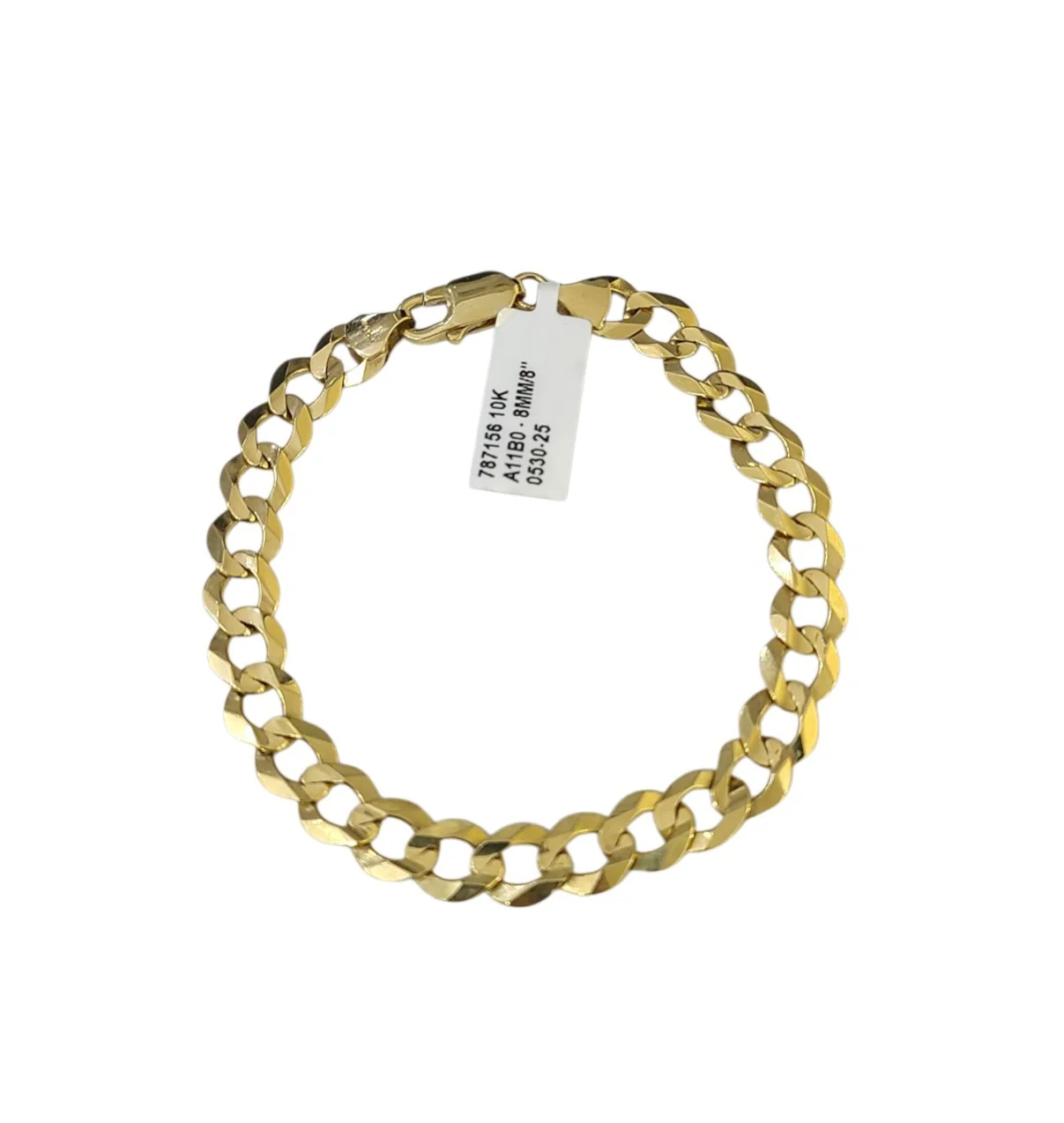 Real 10k Yellow Gold Bracelet Solid Cuban Curb 8 Inch 8mm 10kt Bracelet - Image 2