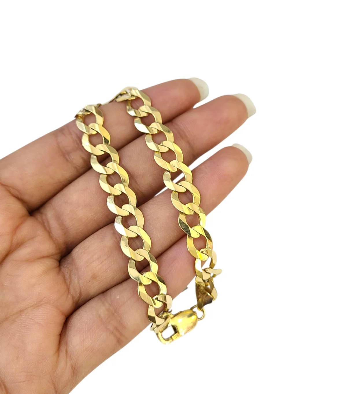 Real 10k Yellow Gold Bracelet Solid Cuban Curb 8 Inch 8mm 10kt Bracelet - Image 3