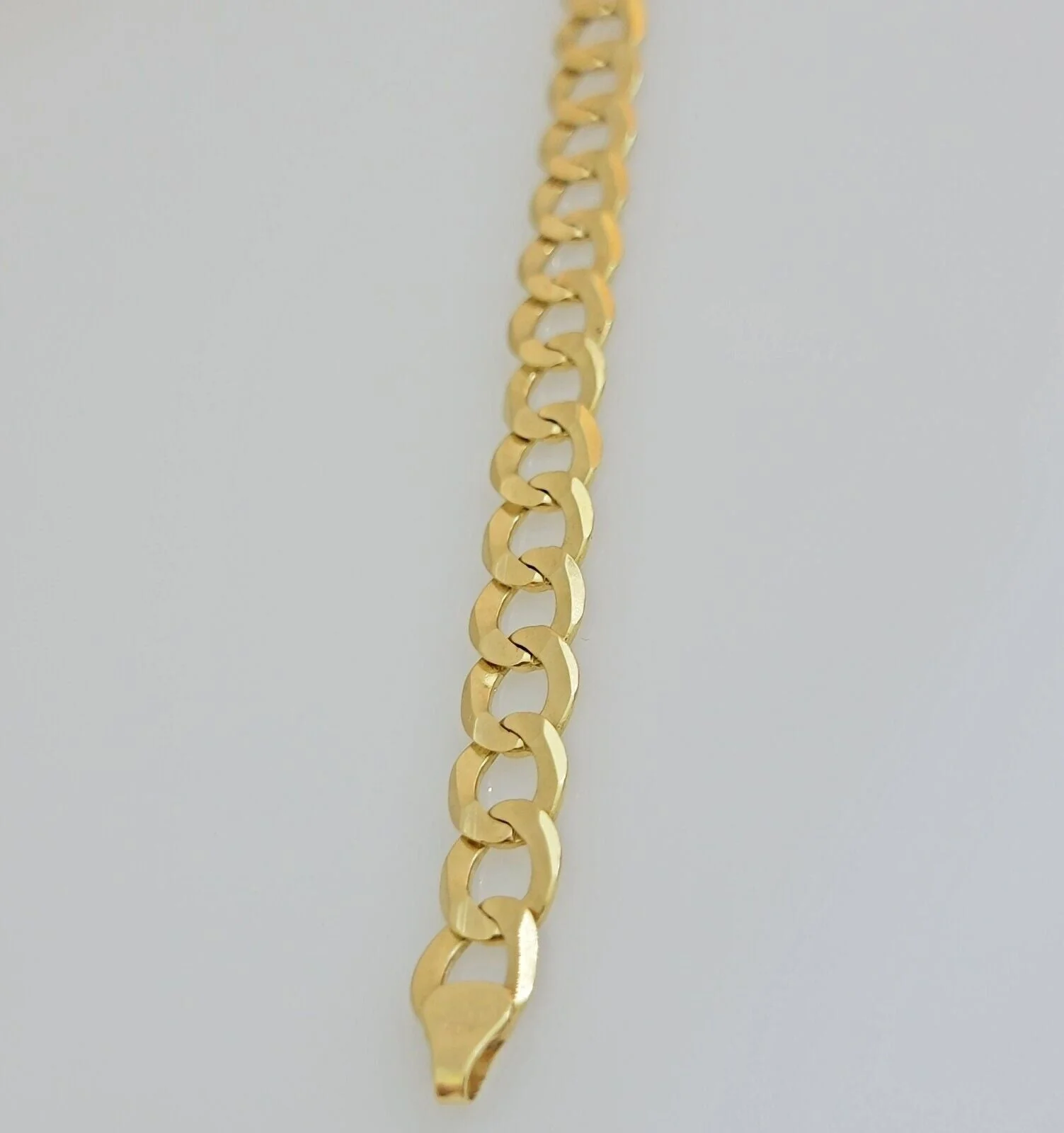 Real 10k Yellow Gold Bracelet Solid Cuban Link 7 Inch 7mm 10kt Women Bracelet - Image 4