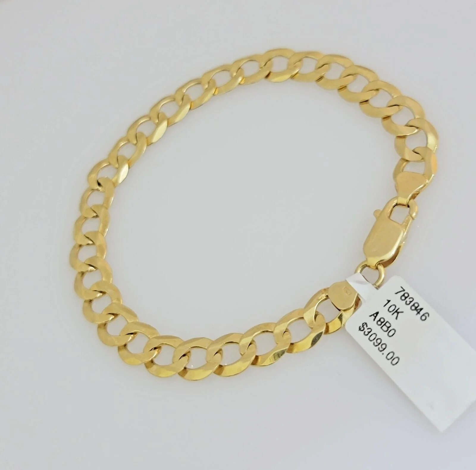 Real 10k Yellow Gold Bracelet Solid Cuban Link 7 Inch 7mm 10kt Women Bracelet - Image 5
