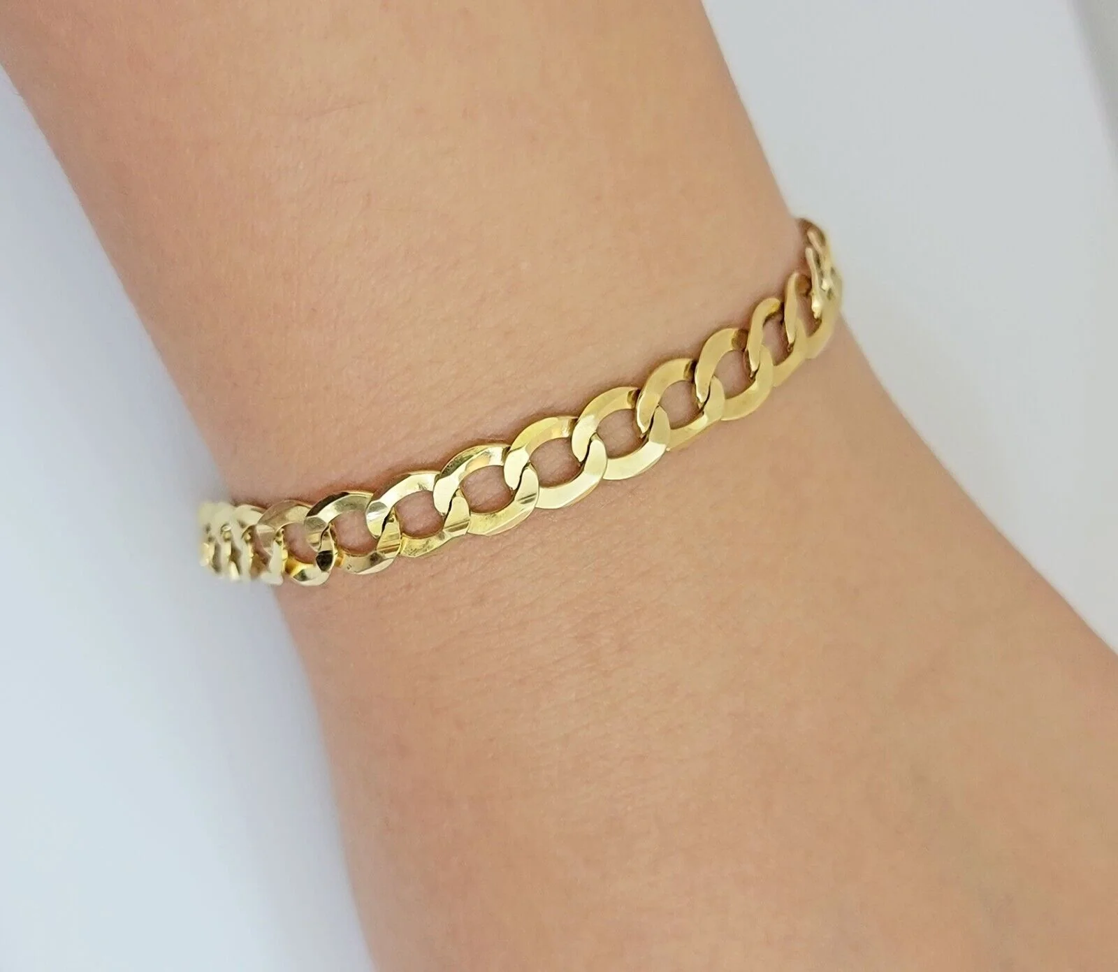 Real 10k Yellow Gold Bracelet Solid Cuban Link 7 Inch 7mm 10kt Women Bracelet - Image 7