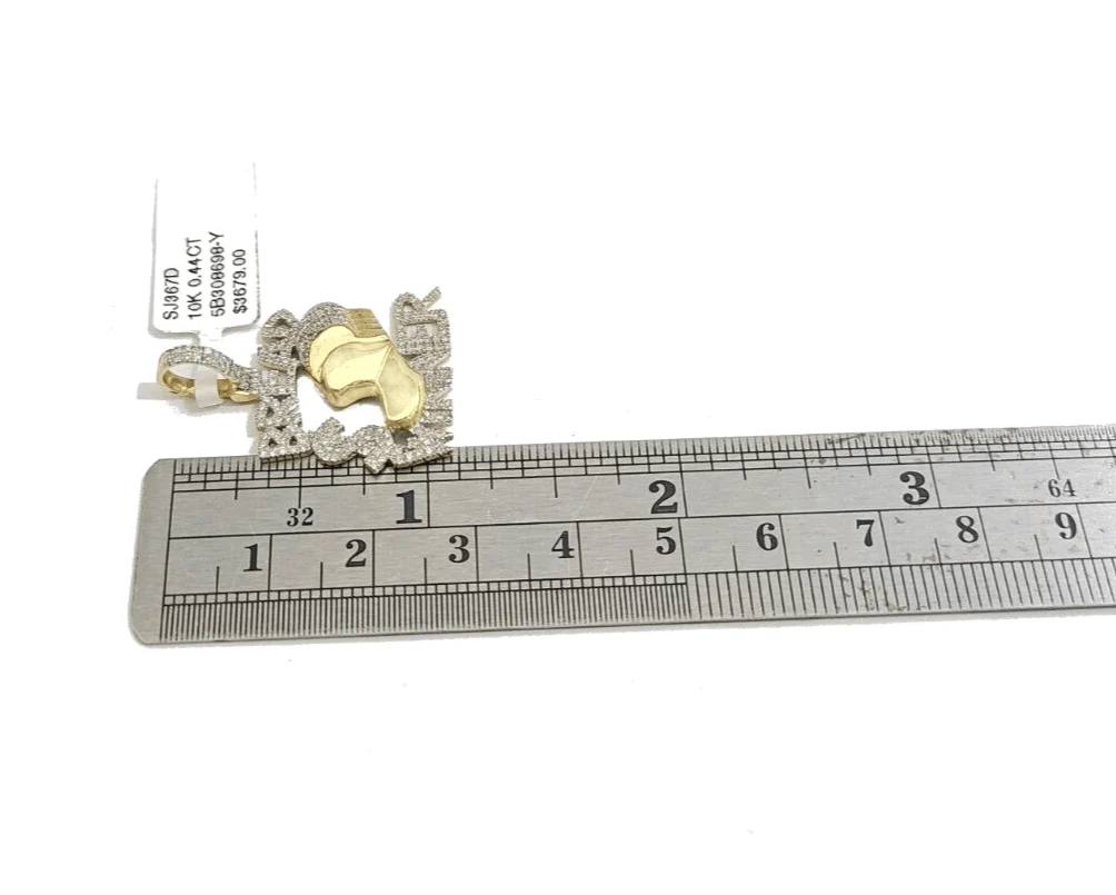 Real 10k Yellow Gold Bread Winner Diamond 0.44CT Charm Pendant 10kt for Chain - Image 3