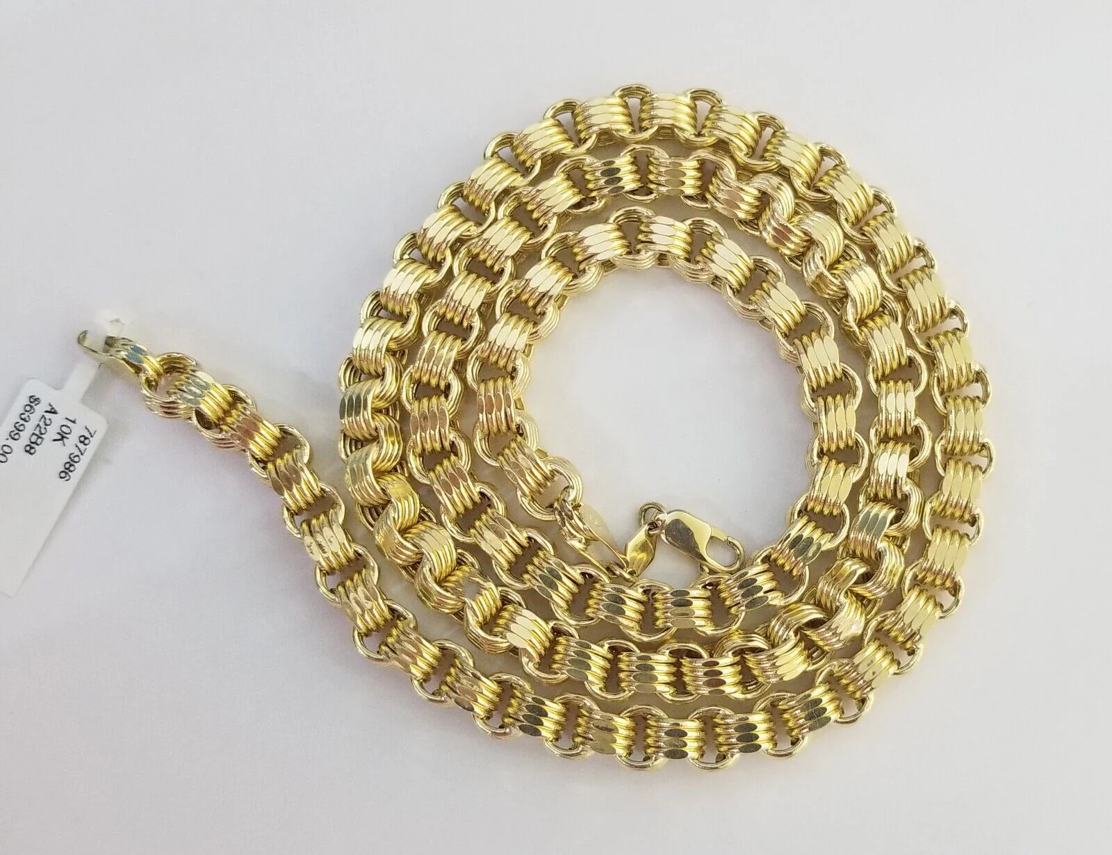 REAL 10k Yellow Gold Byzantine Chain Men's Necklace 6.5mm 24 Inch, 10kt gold - Image 2