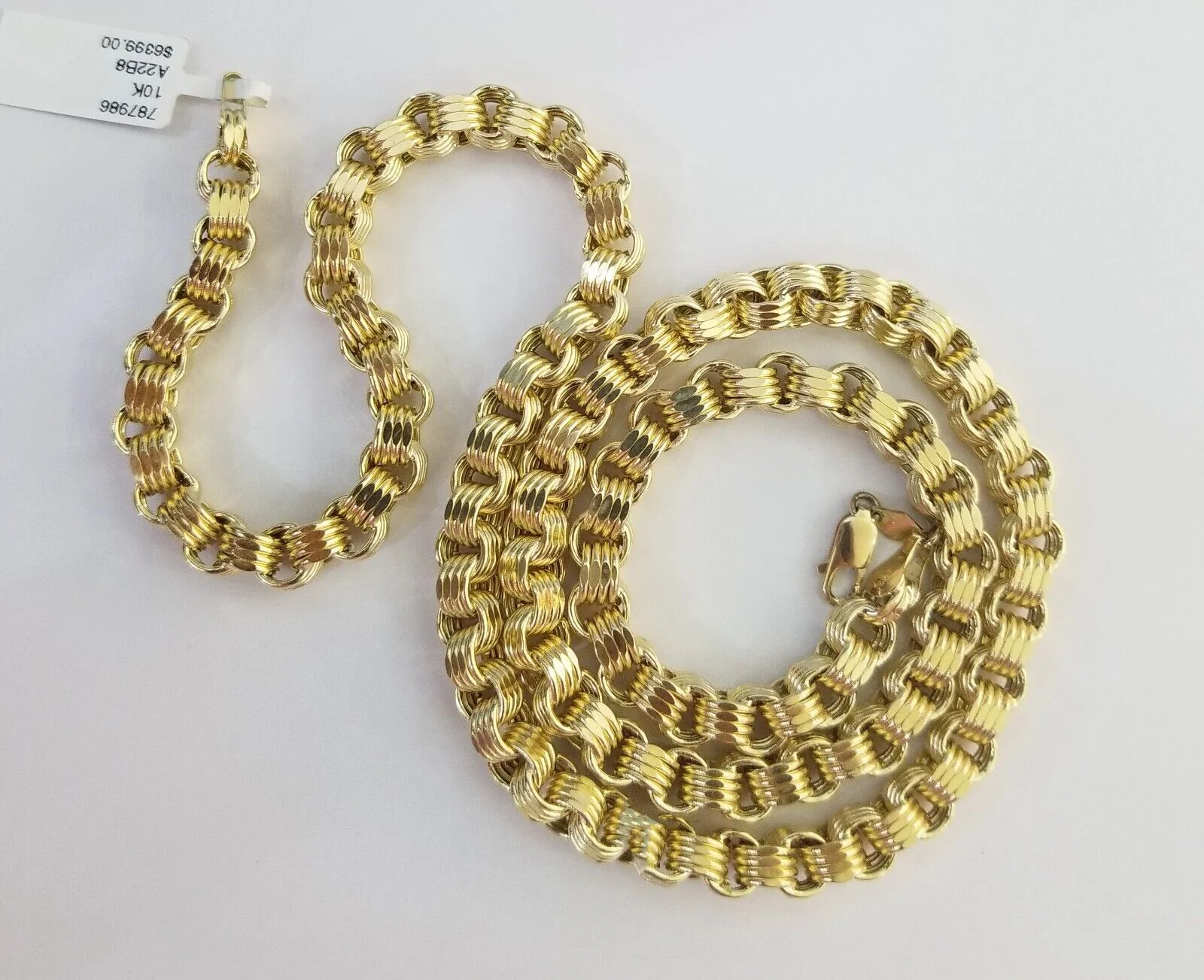 REAL 10k Yellow Gold Byzantine Chain Men's Necklace 6.5mm 24 Inch, 10kt gold - Image 4