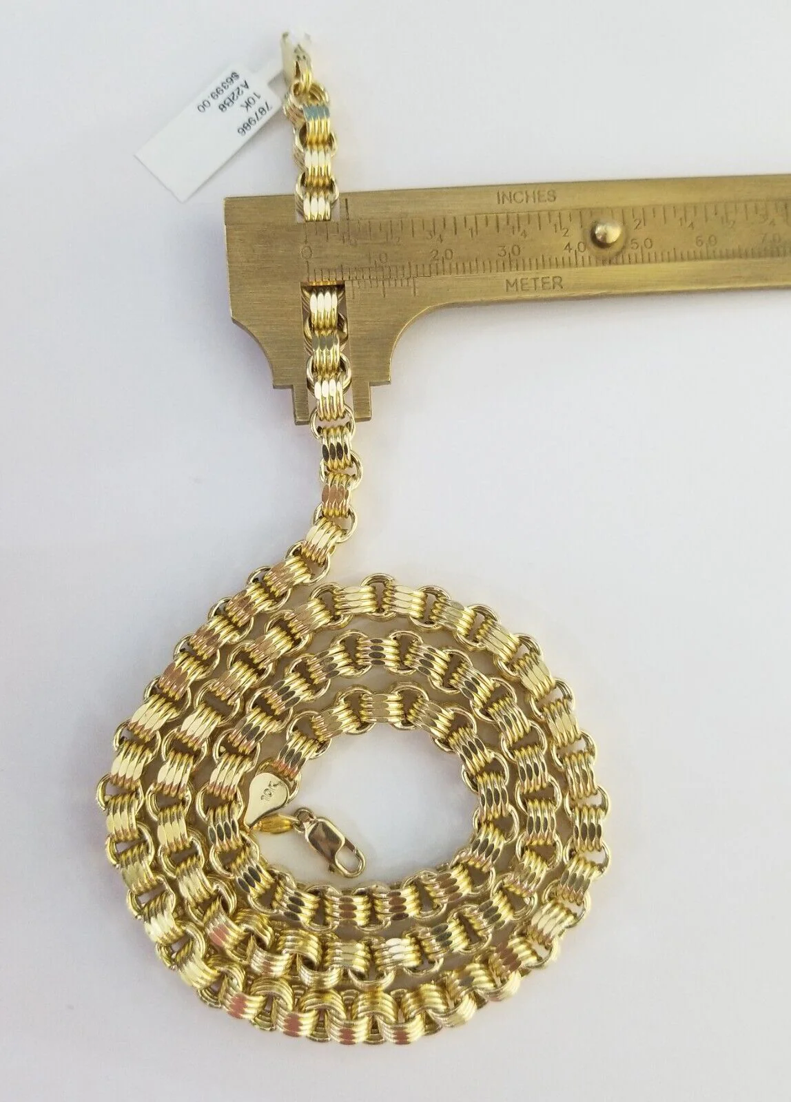 REAL 10k Yellow Gold Byzantine Chain Men's Necklace 6.5mm 24 Inch, 10kt gold - Image 7