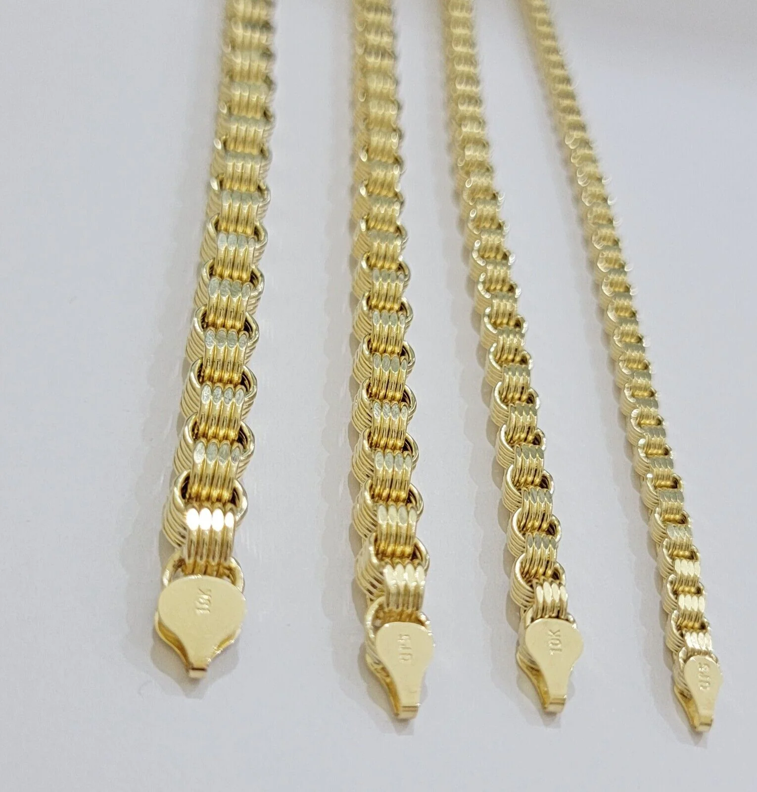 Real 10k Yellow Gold Byzantine Chain Necklace 20 inch - 30" Men 4mm 5mm 6mm 7mm - Image 4