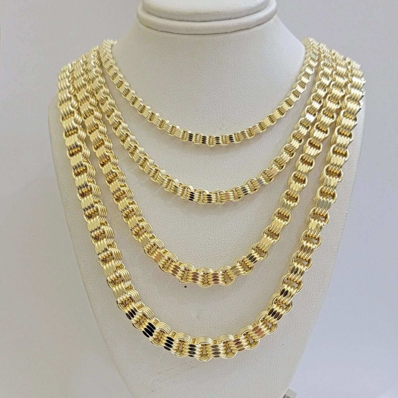 Real 10k Yellow Gold Byzantine Chain Necklace 20 inch - 30" Men 4mm 5mm 6mm 7mm - Image 6
