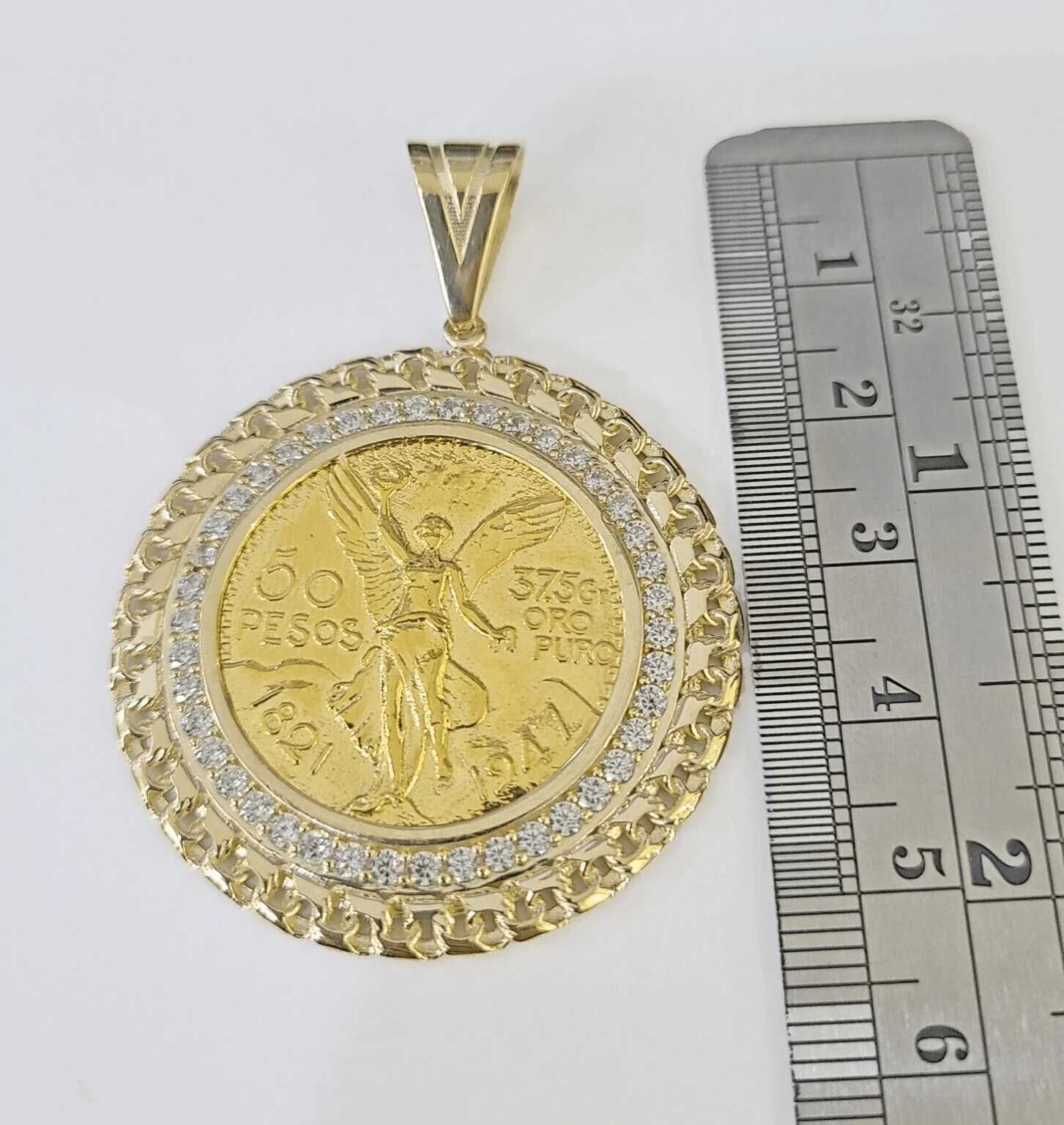 REAL 10k Yellow Gold Centenario-Style Coin Charm 50 Pesos 1947 Mexican Pendant - Image 2