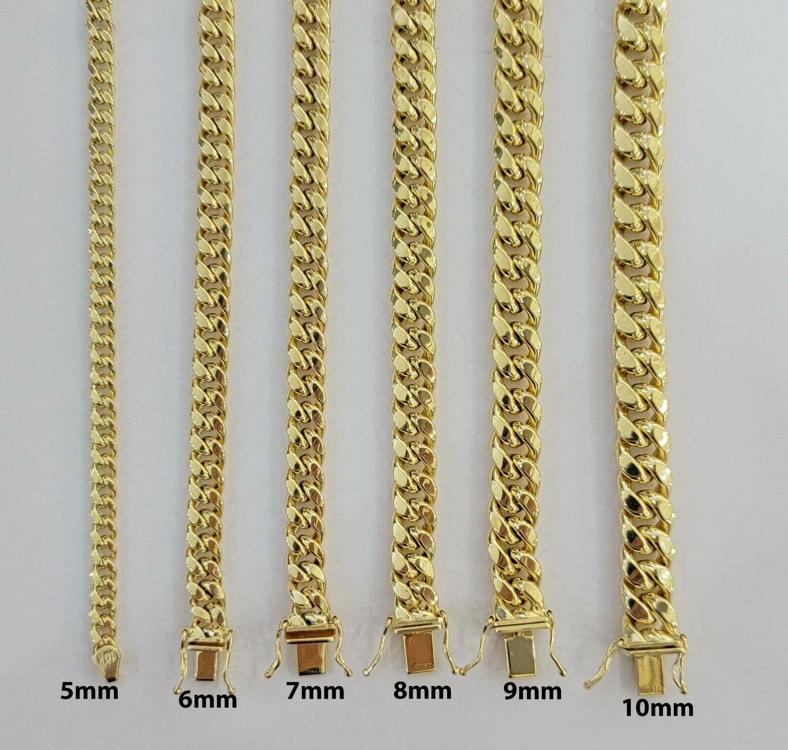 Real 10k Yellow Gold chain Bracelet 5mm-10mm Miami Cuban Link Necklace 8"-30" - Image 3