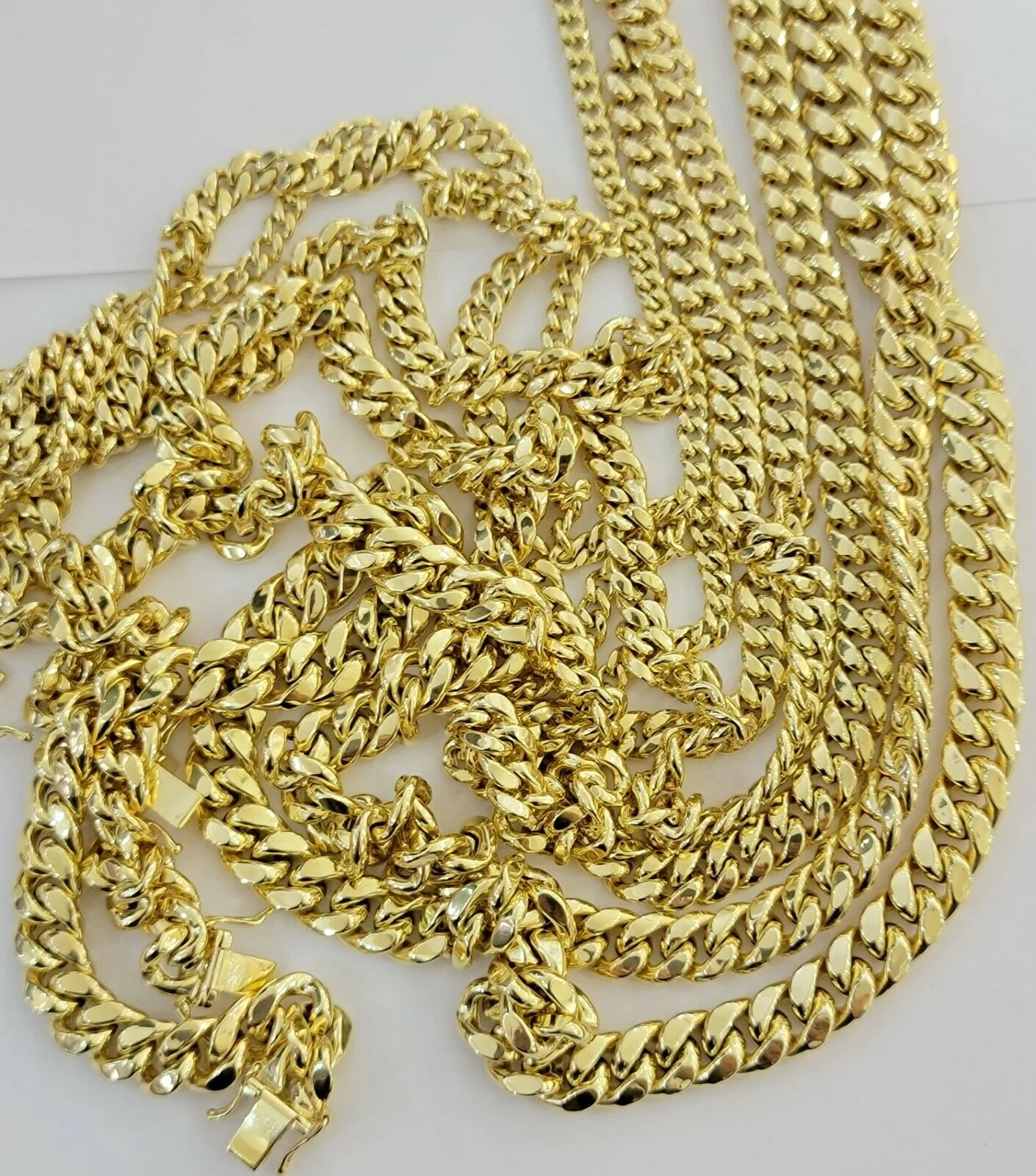 Real 10k Yellow Gold chain Bracelet 5mm-10mm Miami Cuban Link Necklace 8"-30" - Image 4