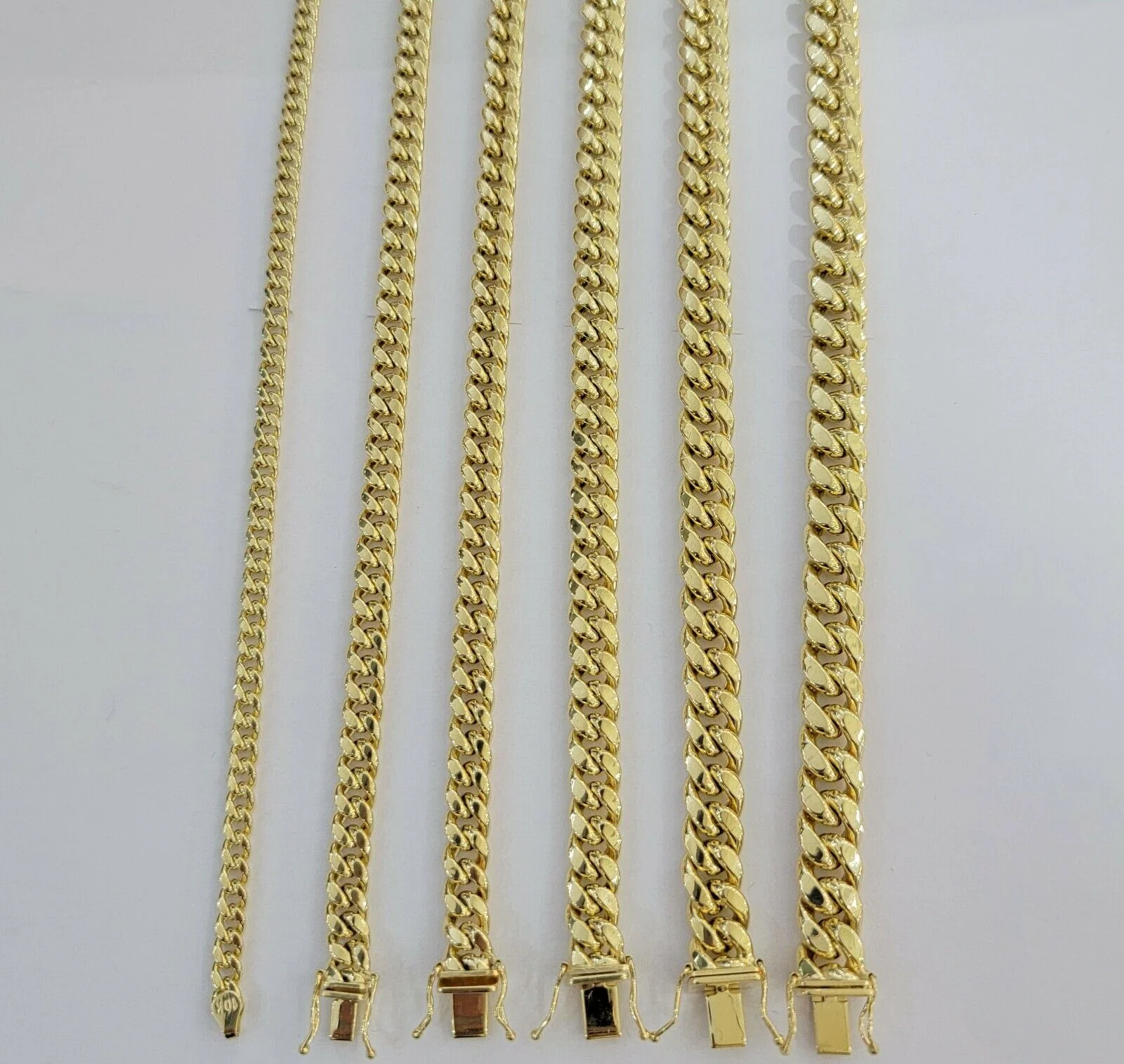 Real 10k Yellow Gold chain Bracelet 5mm-10mm Miami Cuban Link Necklace 8"-30" - Image 5