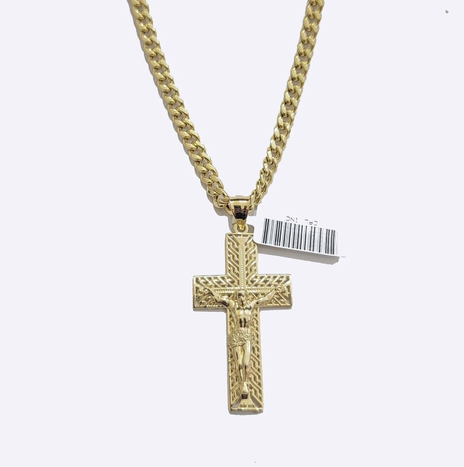 REAL 10k Yellow Gold Chain Cross Pendant Set Miami Cuban link Necklace 5mm 18-28 - Image 4