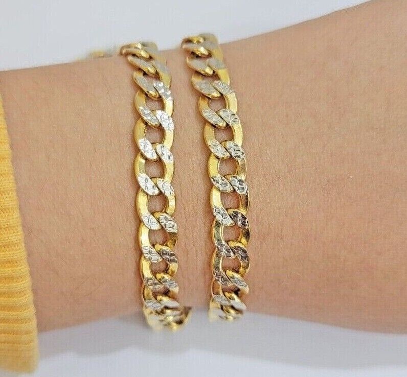 Real 10k Yellow Gold Chain Curb Link Necklace 10mm 18-30 Inch Diamond Cuts - Image 11