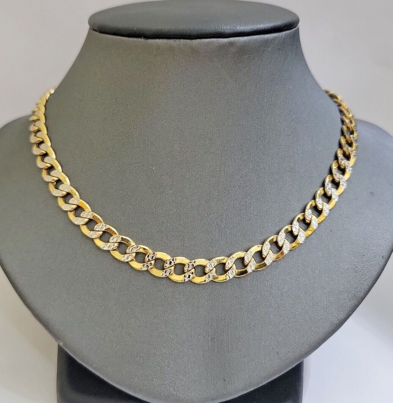 Real 10k Yellow Gold Chain Curb Link Necklace 10mm 18-30 Inch Diamond Cuts - Image 6