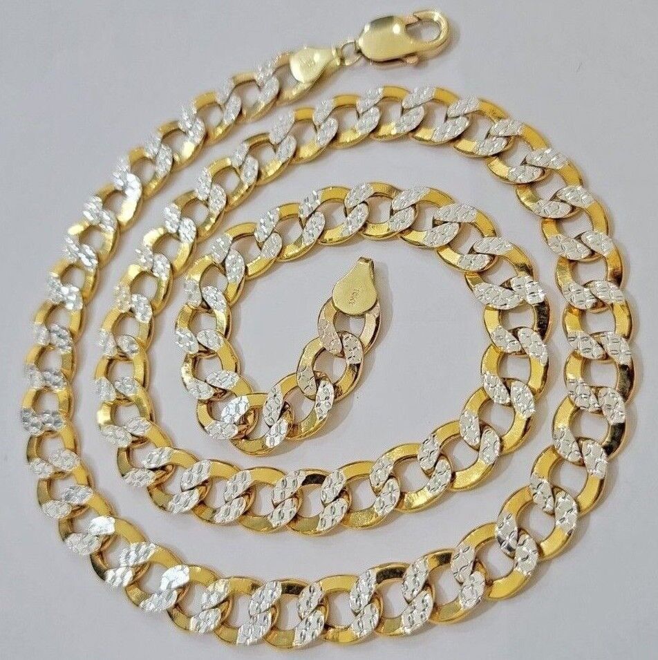 Real 10k Yellow Gold Chain Curb Link Necklace 10mm 18-30 Inch Diamond Cuts - Image 9