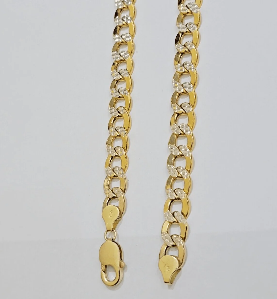 Real 10k Yellow Gold Chain Curb Link Necklace 10mm 26 Inch Diamond Cut Two-tone - Image 4