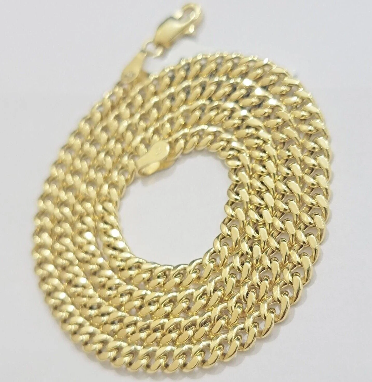 Real 10k Yellow Gold chain Miami Cuban Link 4mm 16-26" Necklace For Pendant 10kt - Image 3