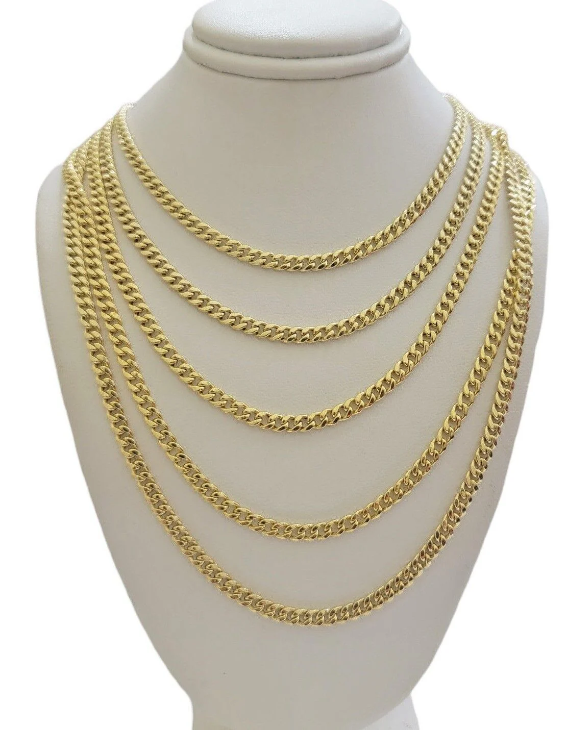 Real 10k Yellow Gold chain Miami Cuban Link 4mm 16-26" Necklace For Pendant 10kt - Image 9