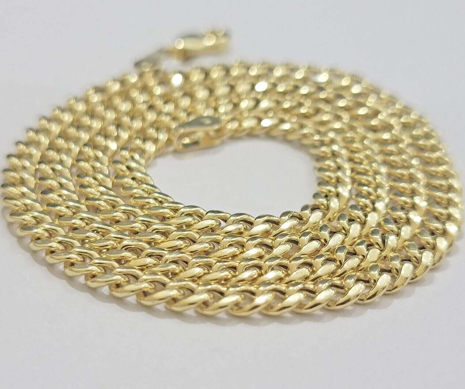 Real 10k Yellow Gold chain Miami Cuban Link 4mm STRONG Necklace For Pendant 10kt - Image 4