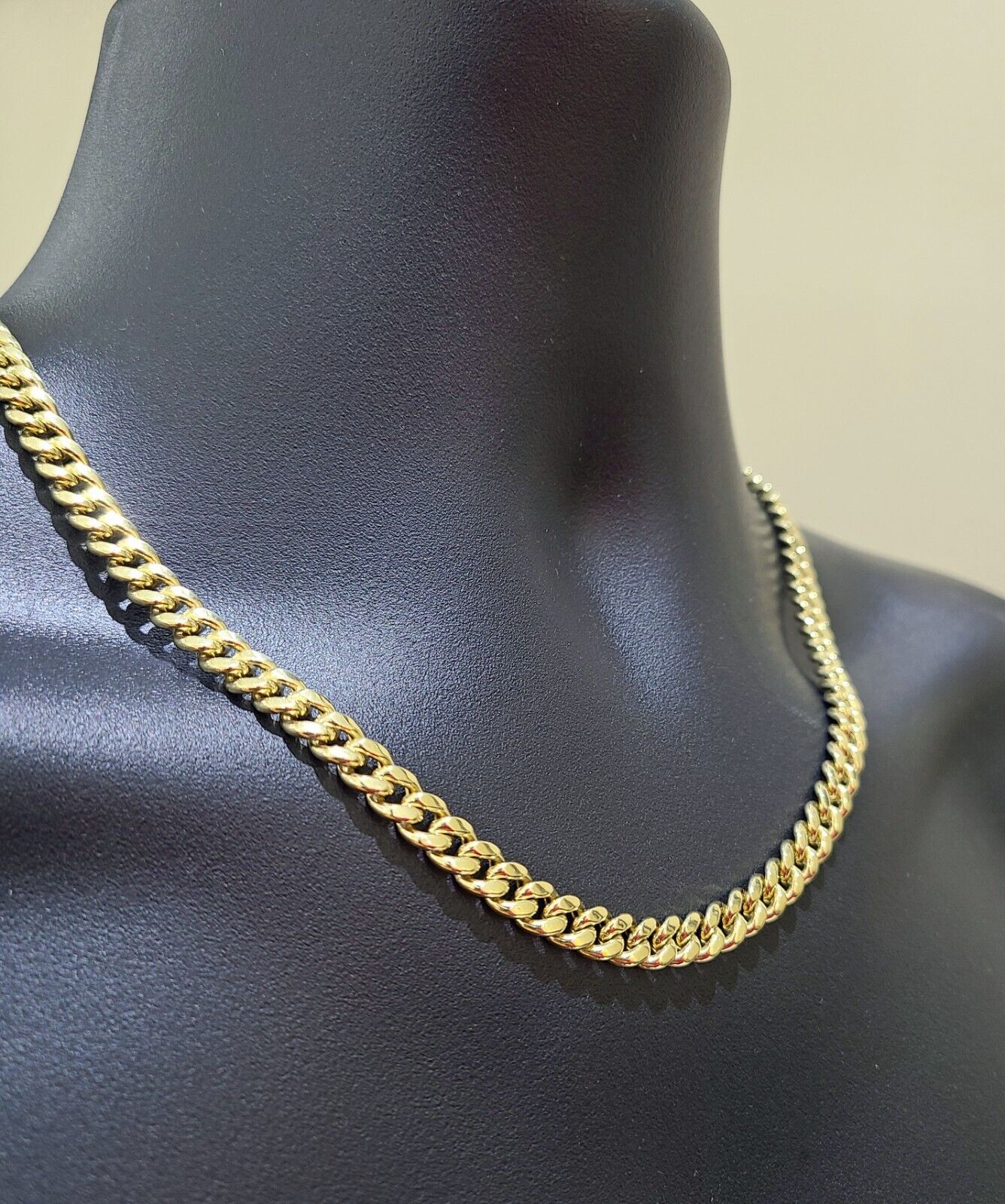 Real 10k Yellow Gold Chain Necklace 7mm Miami Cuban Link 20 inch Men Women 10KT - Image 6