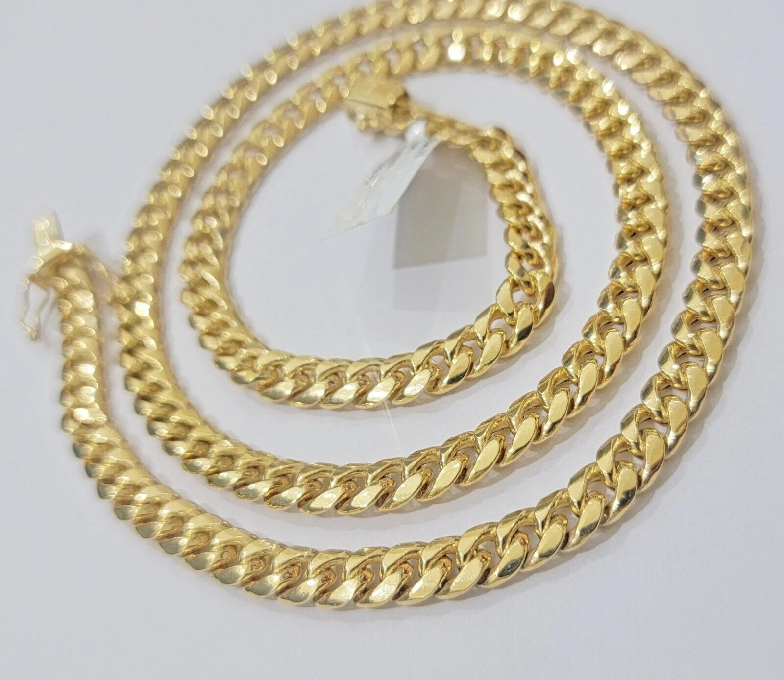 Real 10k Yellow Gold Chain necklace Miami Cuban Link 7mm 20" 22" 24 Inch 10KT - Image 5