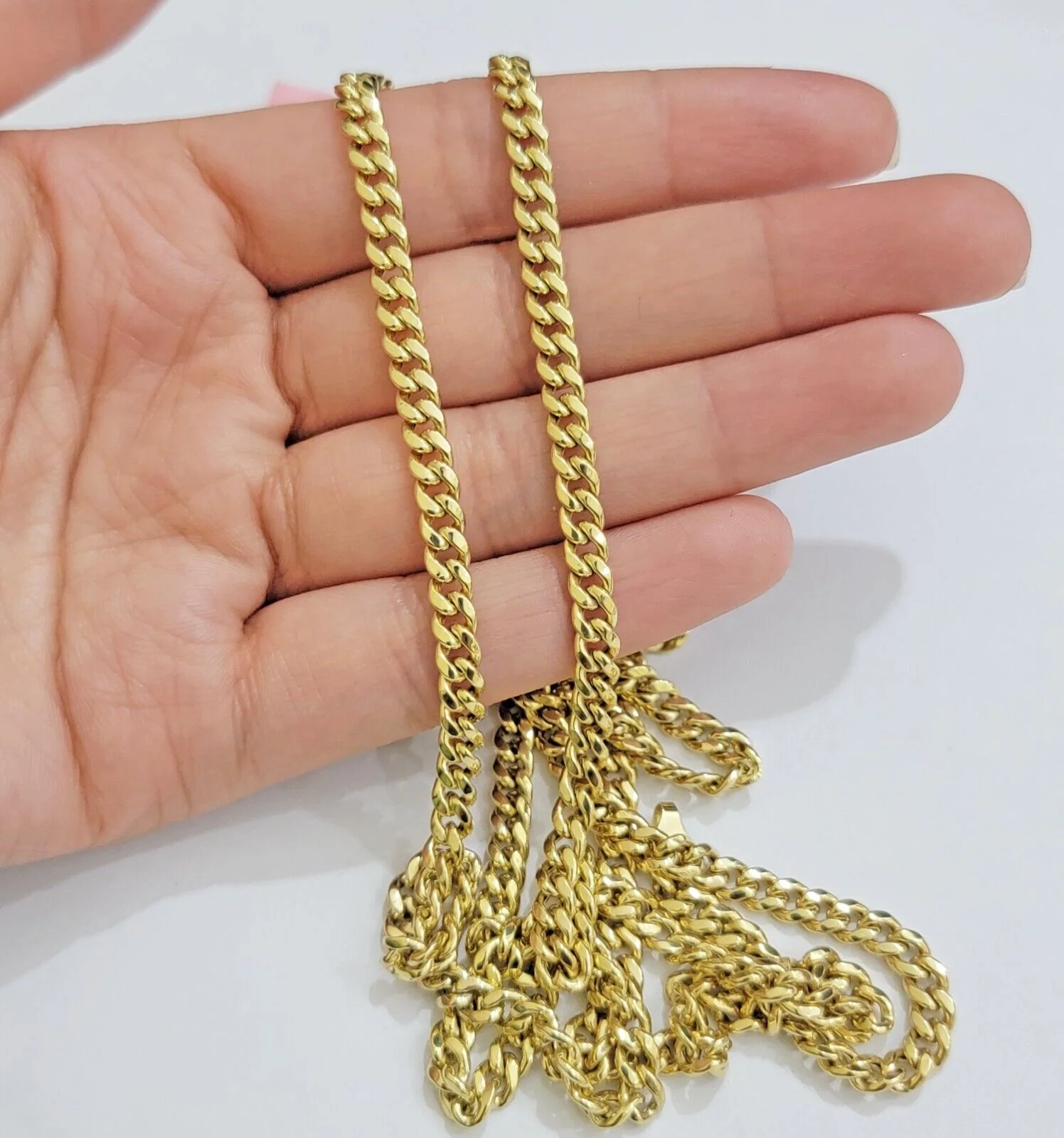 Real 10K Yellow Gold Chain Necklace Miami Cuban Link Chain 4.5mm 18" - 26'' Inch - Image 9