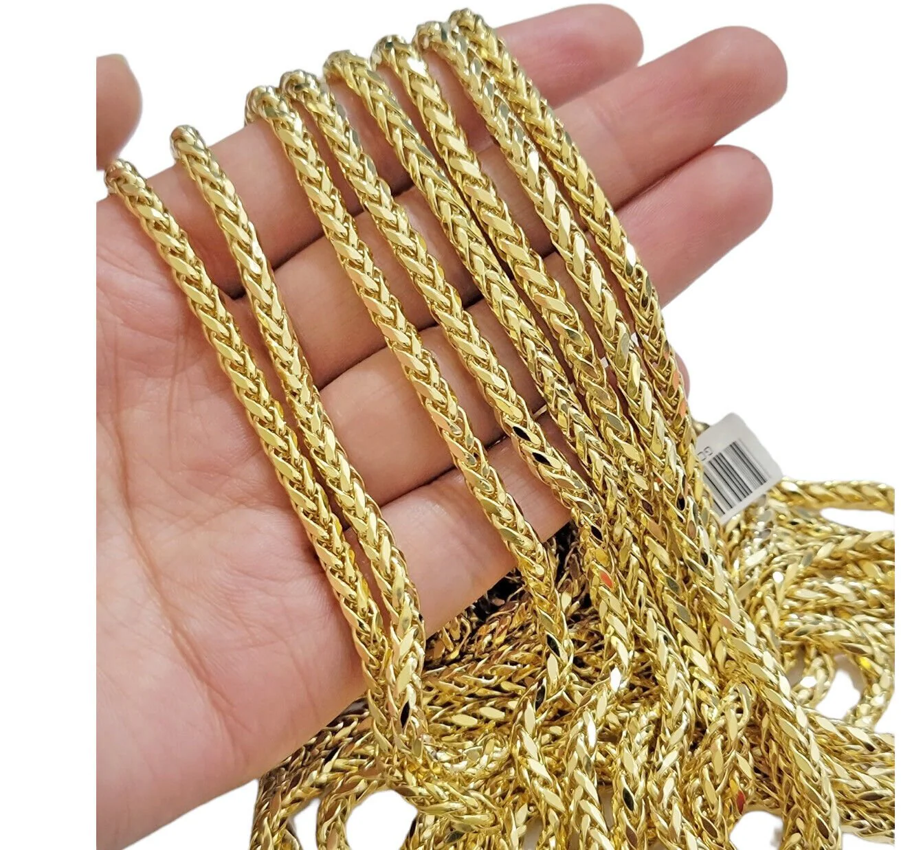 Real 10K Yellow Gold Chain Necklace Wheat Palm Spiga 16"- 30 Inch Hollow 4mm