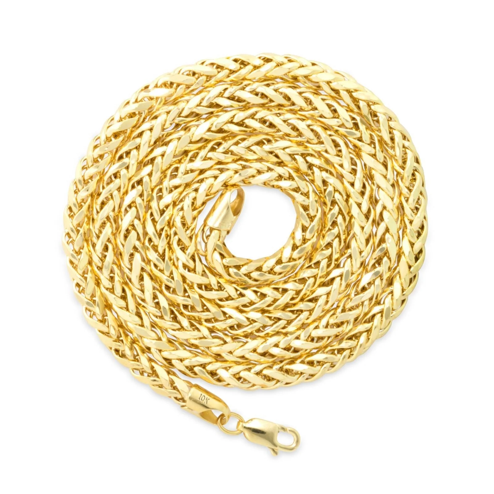 Real 10K Yellow Gold Chain Necklace Wheat Palm Spiga 16"- 30 Inch Hollow 4mm - Image 4