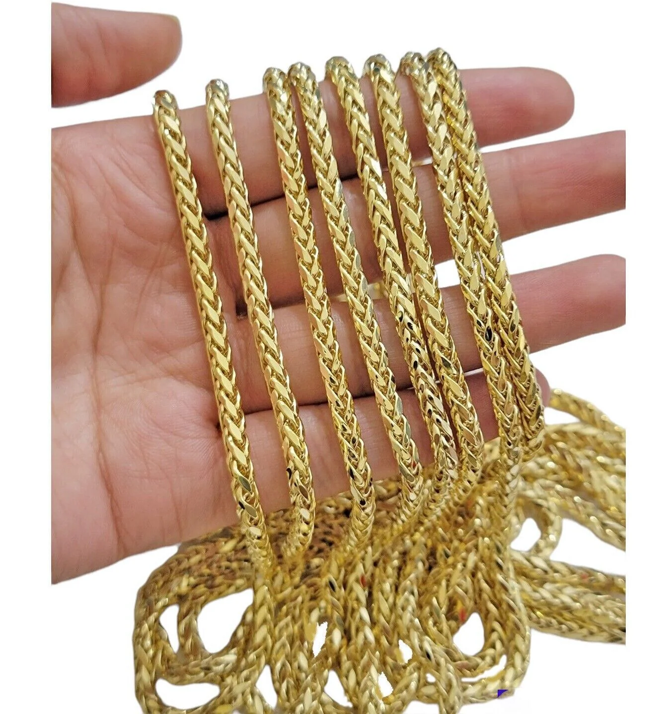 Real 10K Yellow Gold Chain Necklace Wheat Palm Spiga 16"- 30 Inch Hollow 4mm - Image 5