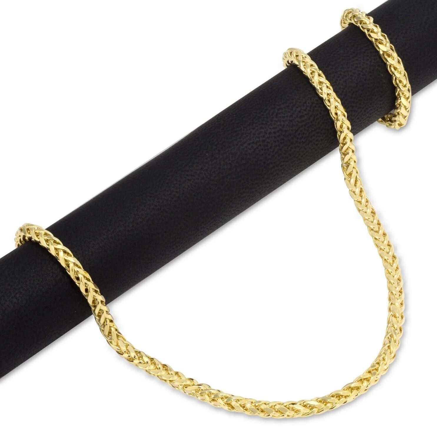 Real 10K Yellow Gold Chain Necklace Wheat Palm Spiga 16"- 30 Inch Hollow 4mm - Image 8