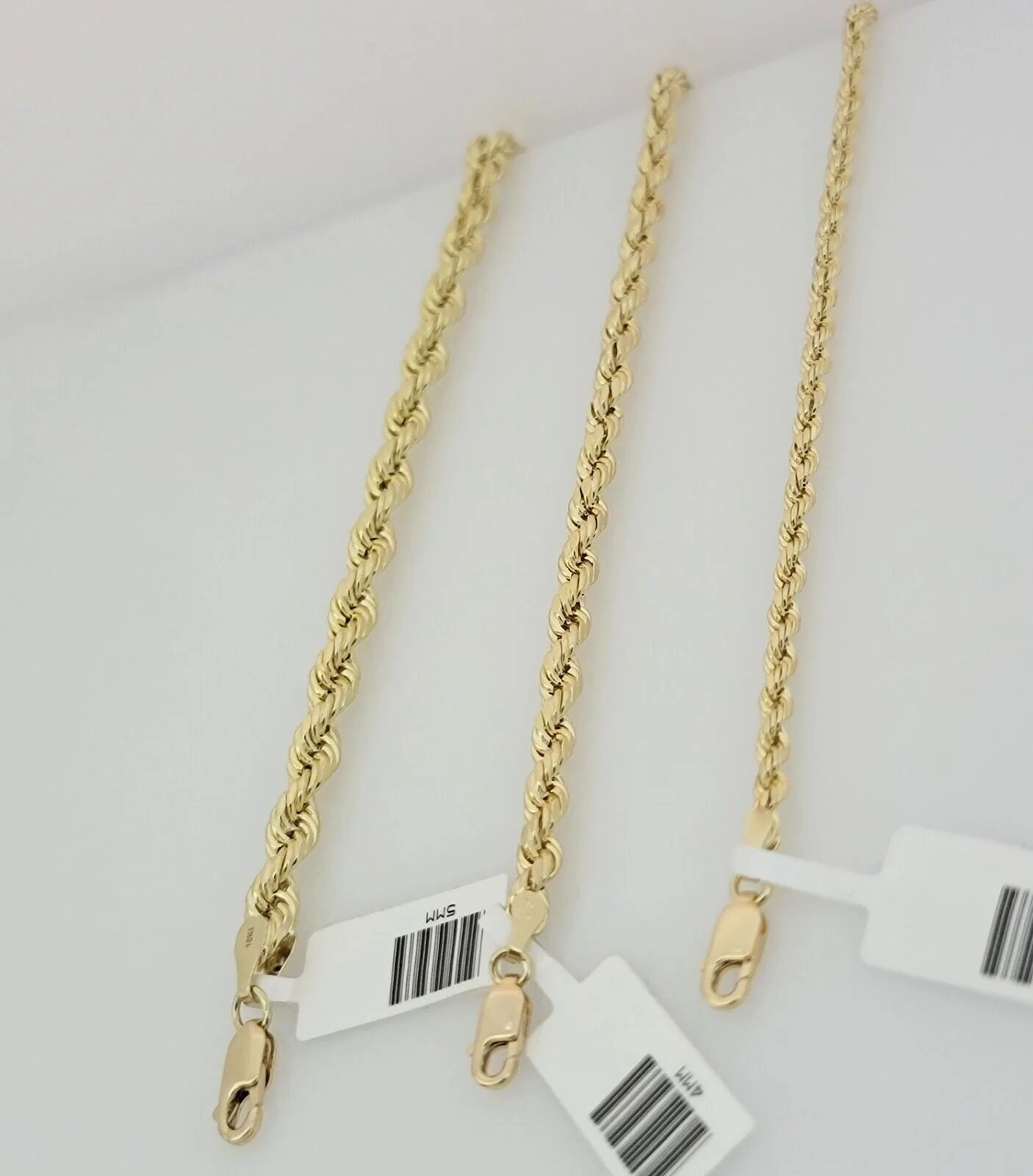 Real 10k Yellow Gold Chain Rope Necklace 3mm 4mm 5mm 18" 20" 22" 24" 26" 28" 30" - Image 6