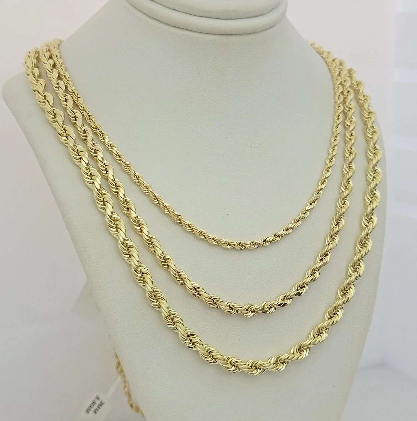 Real 10k Yellow Gold Chain Rope Necklace 3mm 4mm 5mm 18" 20" 22" 24" 26" 28" 30" - Image 7